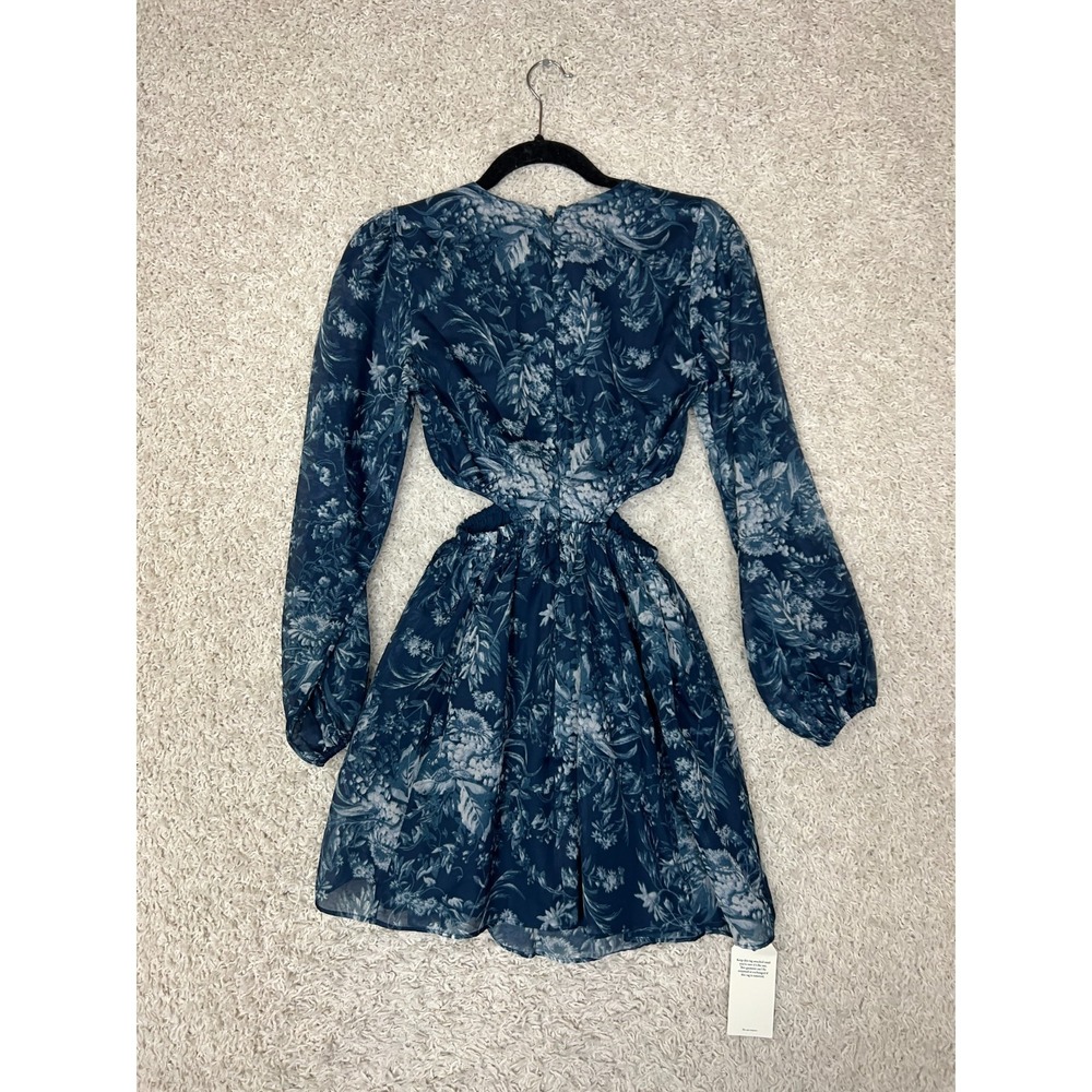 Abercrombie & Fitch Cutout Plunge Mini Dress Womens XS Long Sleeve Resort Vacay - Picture 7 of 10